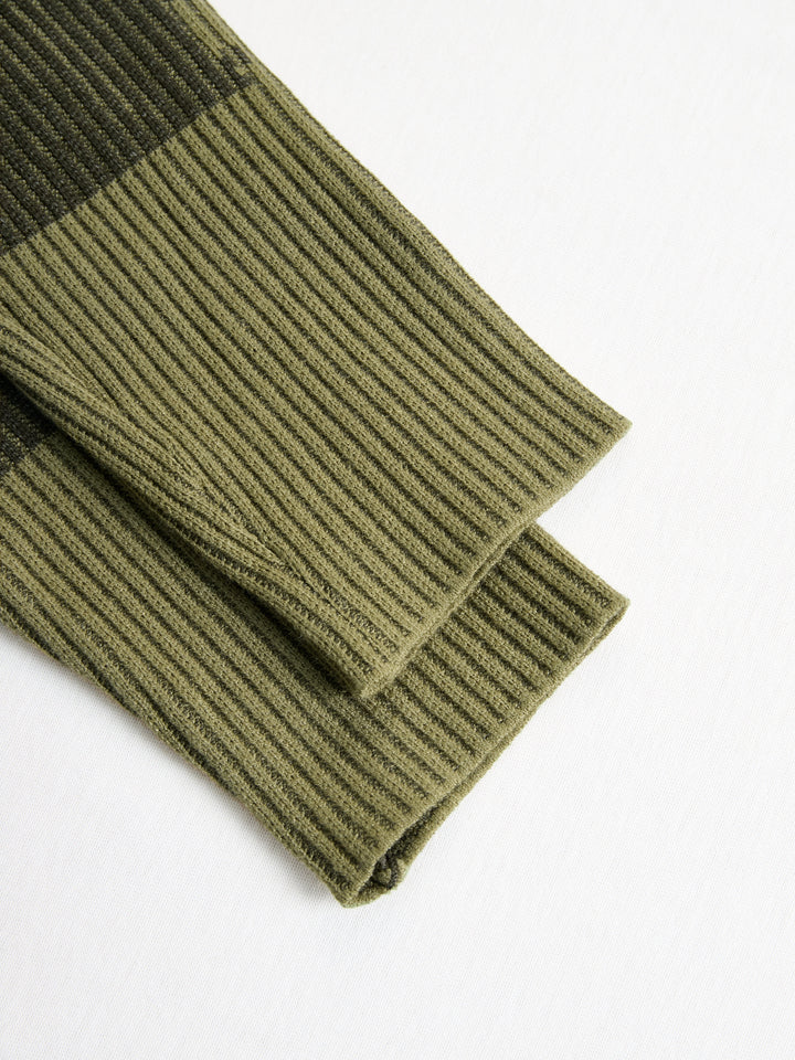 Yohers Olive Camo Knit V-Neck Fringe Hem Bodycon Dress