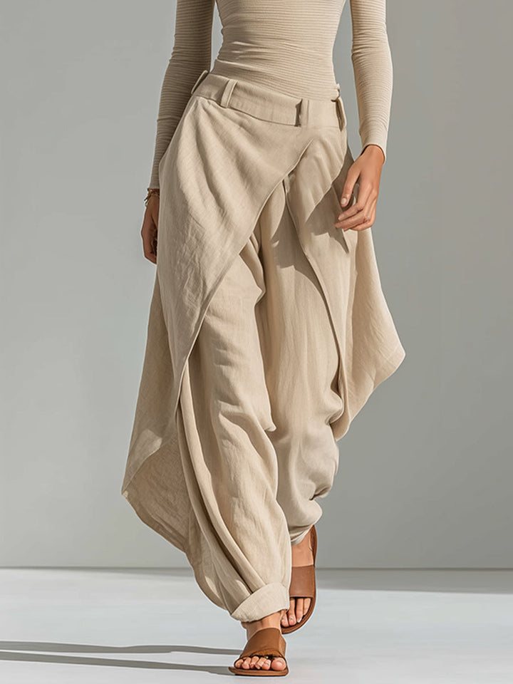 Allie | Beige off-the-shoulder top and wide layered pants