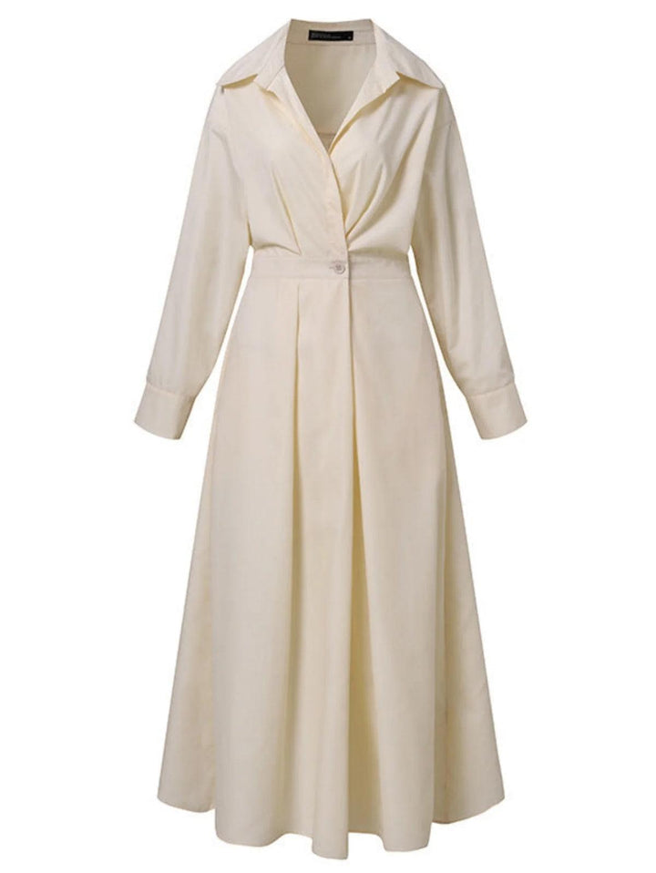 Elsie Elegant Button Lapel Midi Dress