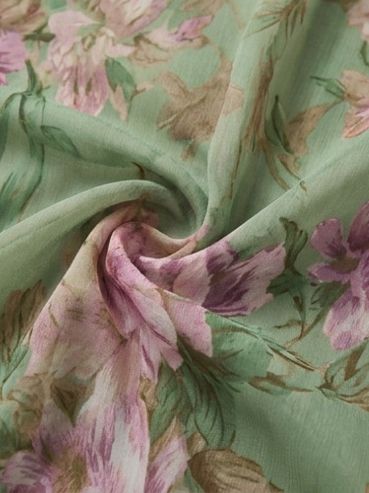 Adèle | Floral Chiffon Halter Maxi Dress