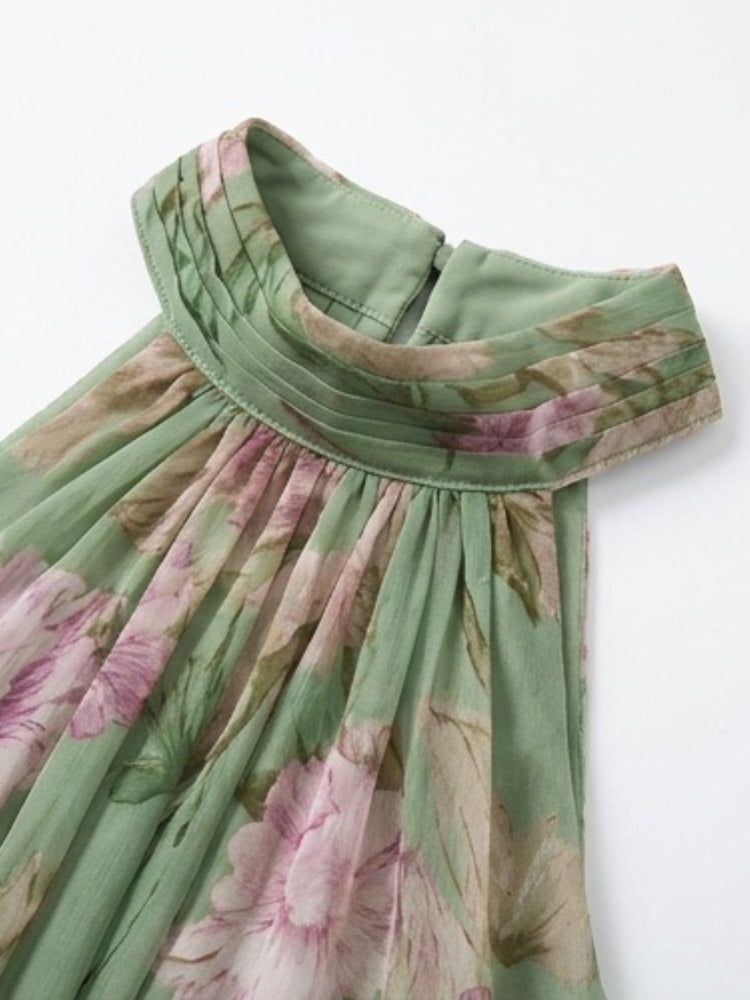Adèle | Floral Chiffon Halter Maxi Dress
