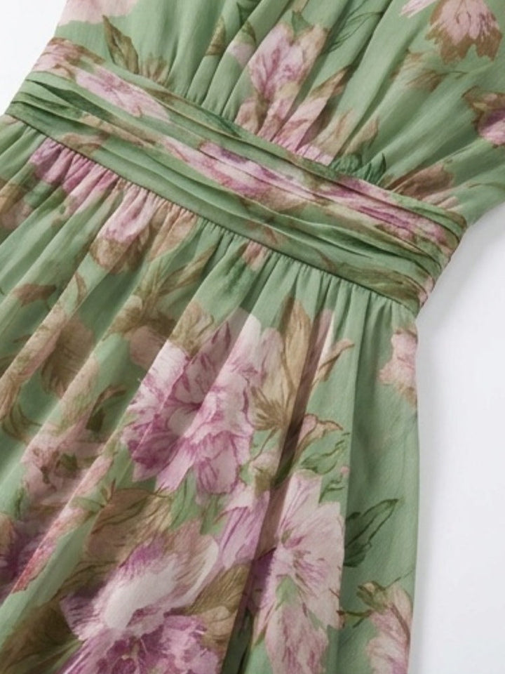 Adèle | Floral Chiffon Halter Maxi Dress