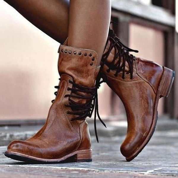 Ciss Vintage Lace-Up Boots