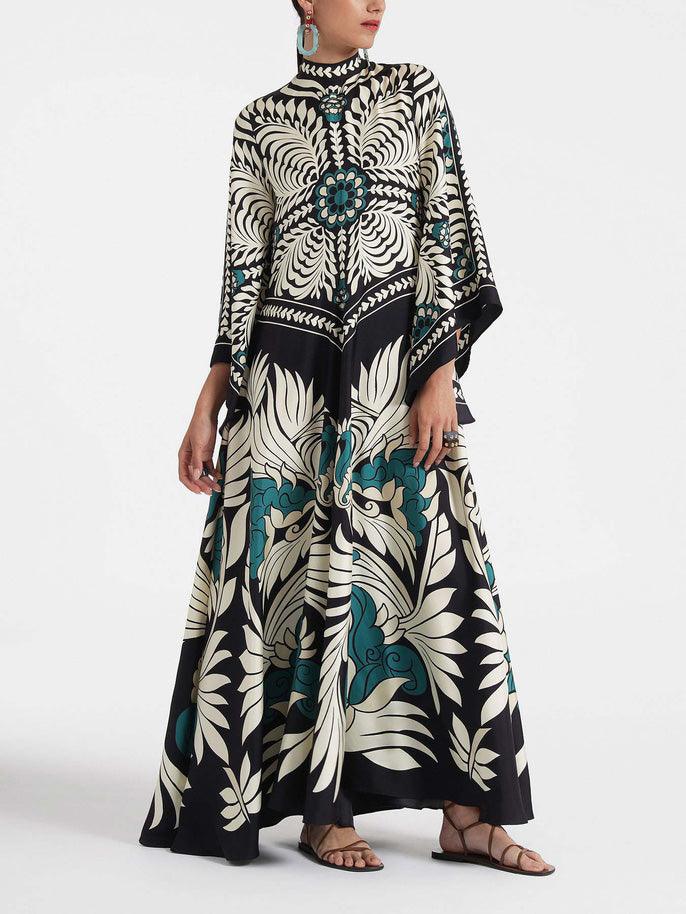 Cassidy Unique Floral Print Flowy Maxi Dress