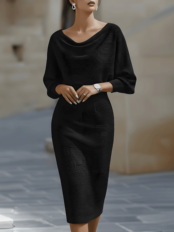 Olivia | White Draped Batwing Midi Dress
