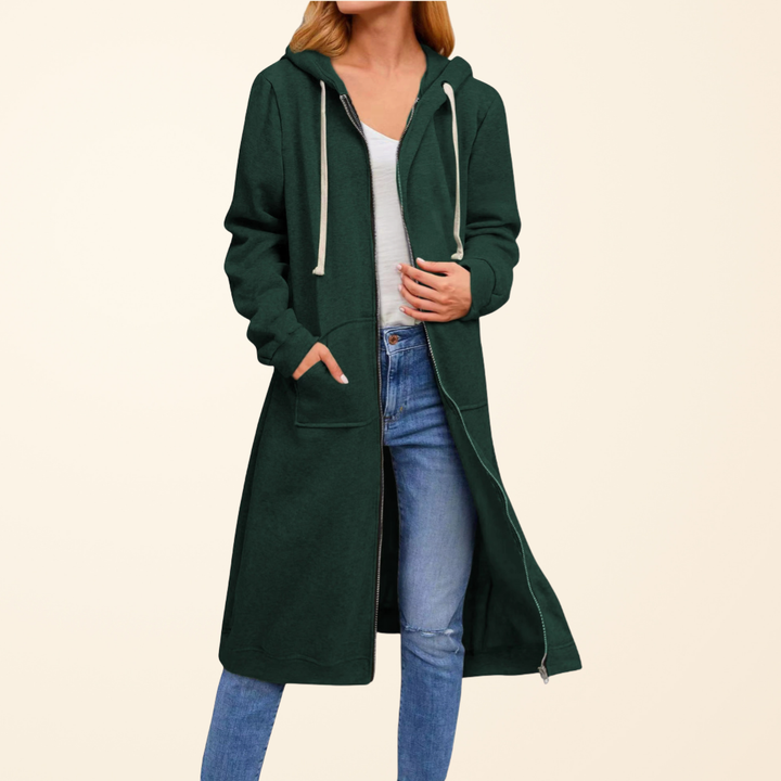 BRIXLEY – Relaxed Zip-Up Longline Cardigan