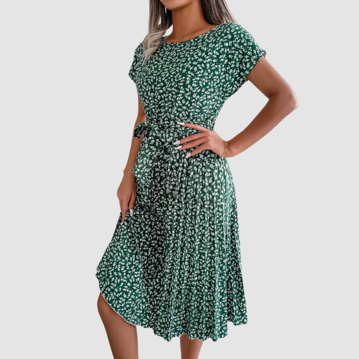 Lina Short Sleeve Floral A-Line Dress