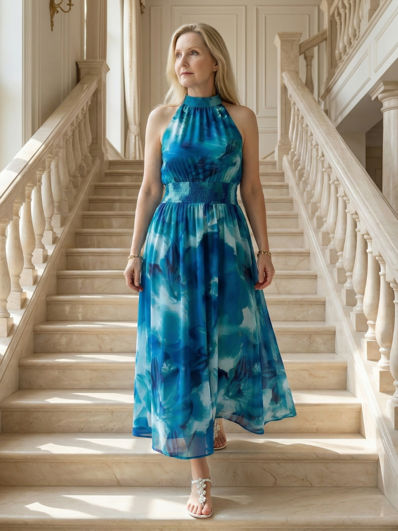 Sylin Gathered Halter Midi Dress