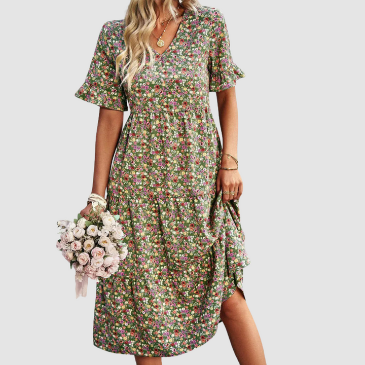 Thalia V-Neck Floral Dress