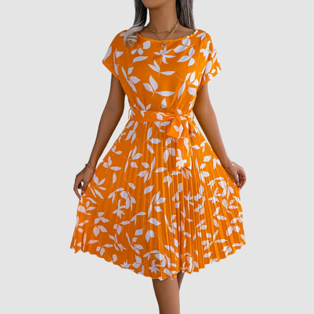 Lina Short Sleeve Floral A-Line Dress