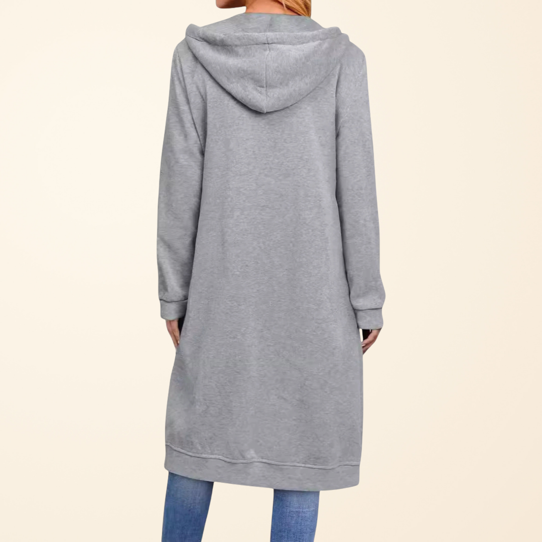 BRIXLEY – Relaxed Zip-Up Longline Cardigan