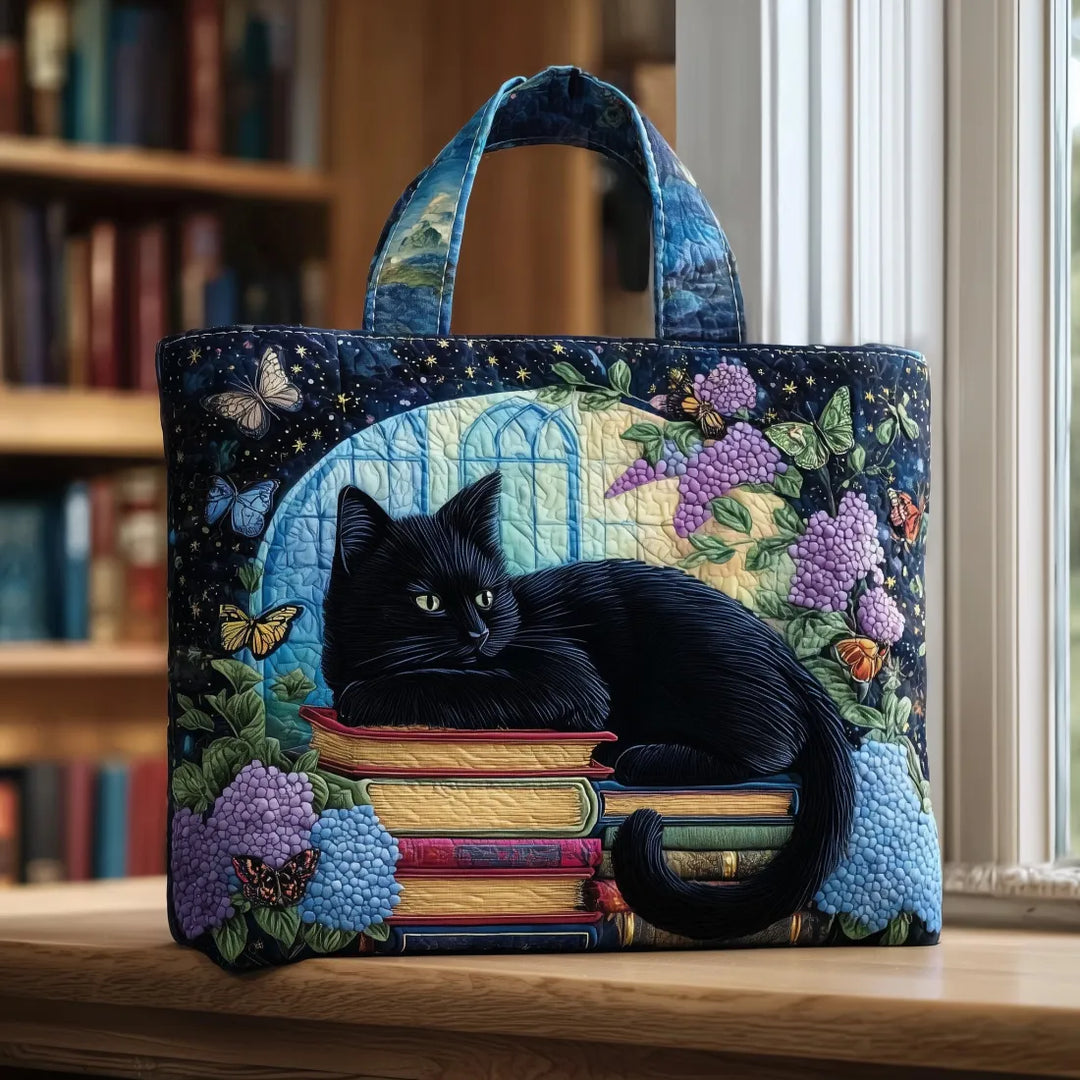 Handmade Shoulder Bag with Black Cat