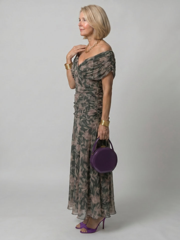 Calen Off Shoulder Flow Midi Dress