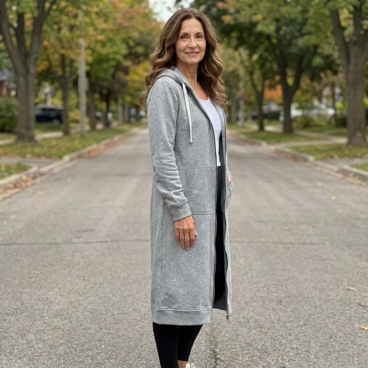BRIXLEY – Relaxed Zip-Up Longline Cardigan