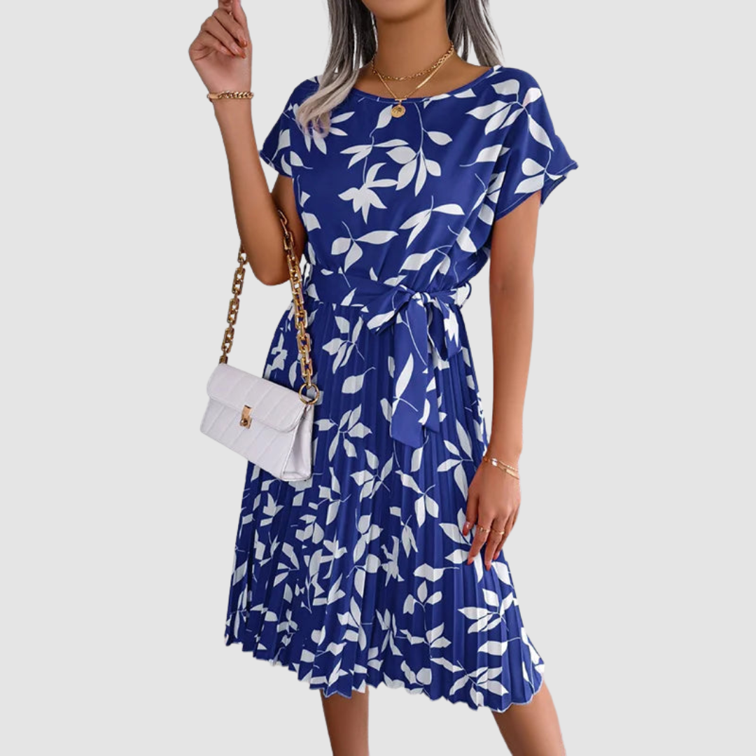 Lina Short Sleeve Floral A-Line Dress