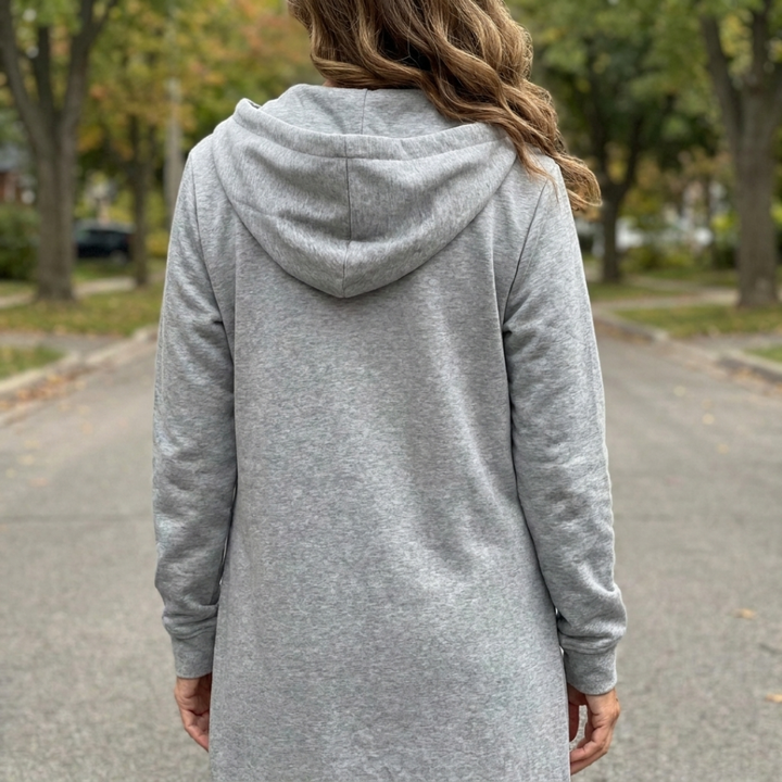 BRIXLEY – Relaxed Zip-Up Longline Cardigan