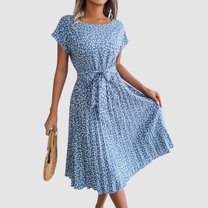 Lina Short Sleeve Floral A-Line Dress