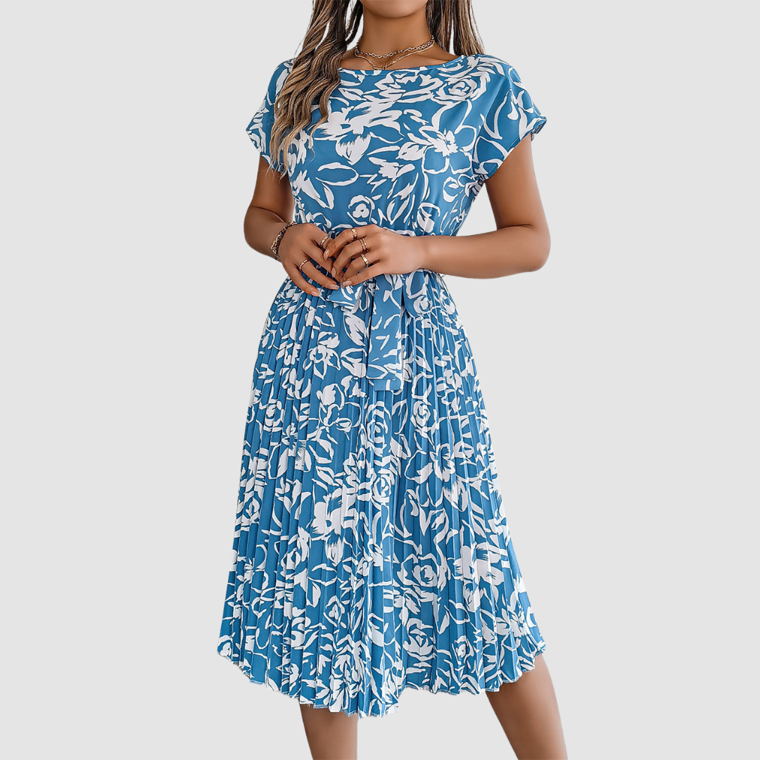 Rosie Elegant Floral Pleated Dress