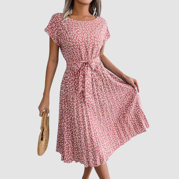 Lina Short Sleeve Floral A-Line Dress
