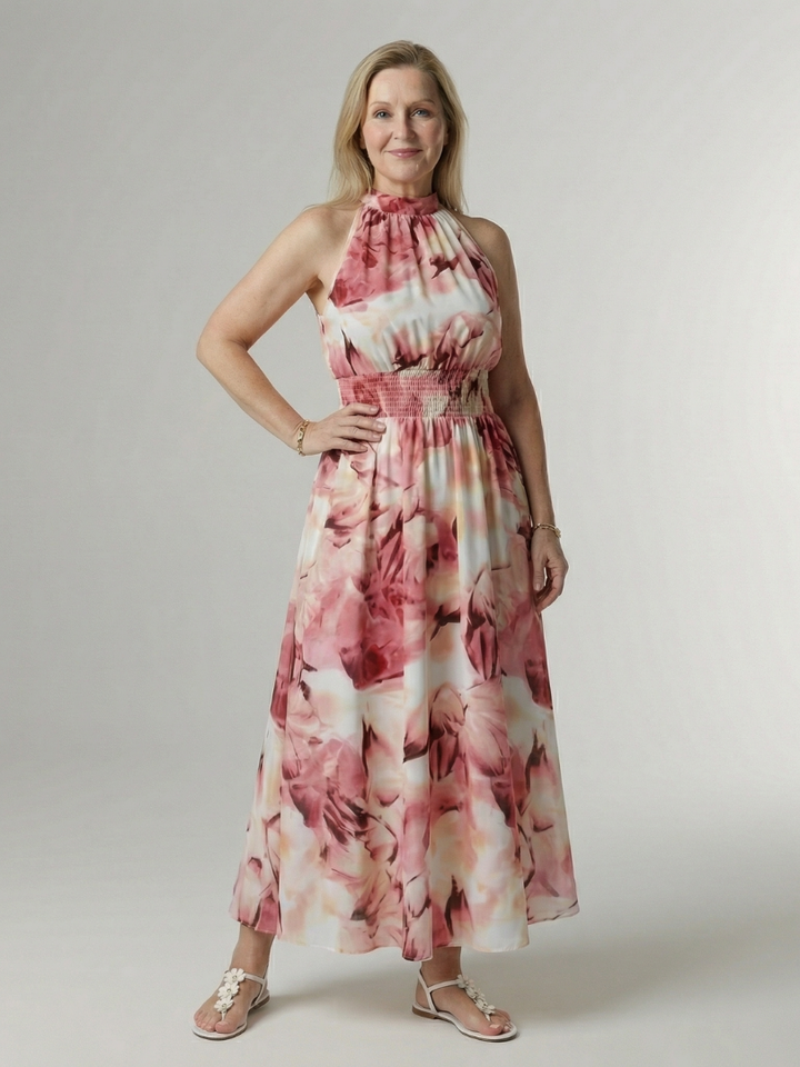 Sylin Gathered Halter Midi Dress