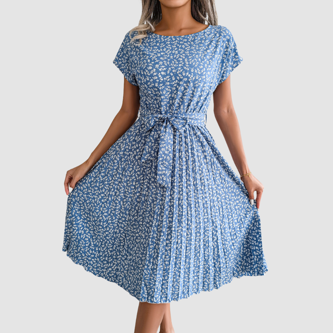 Lina Short Sleeve Floral A-Line Dress