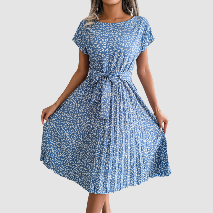 Lina Short Sleeve Floral A-Line Dress
