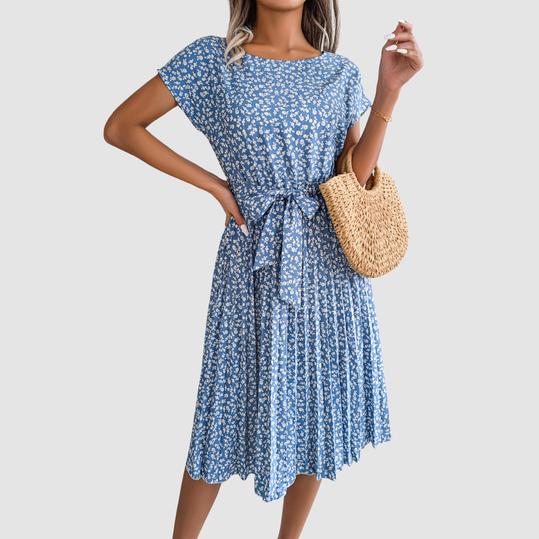 Lina Short Sleeve Floral A-Line Dress
