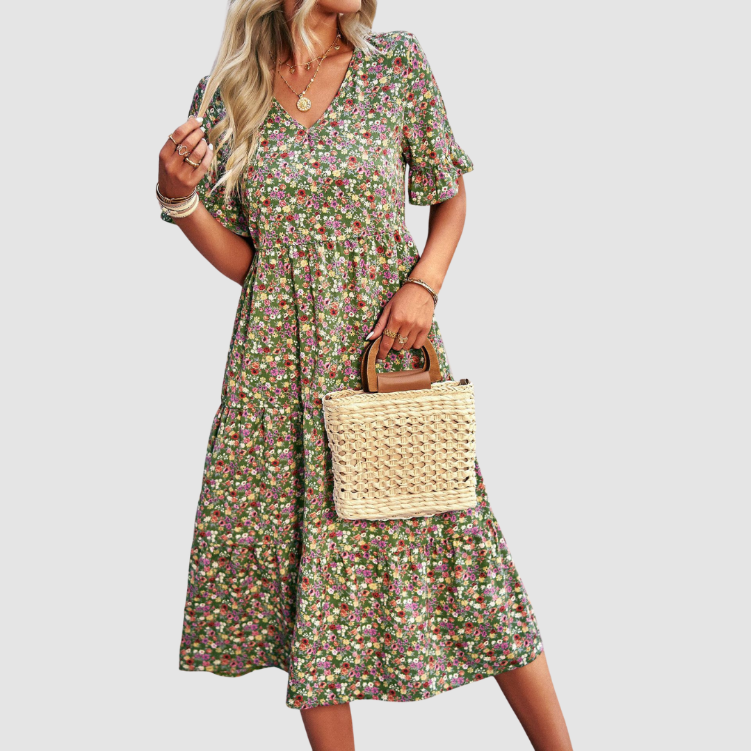 Thalia V-Neck Floral Dress