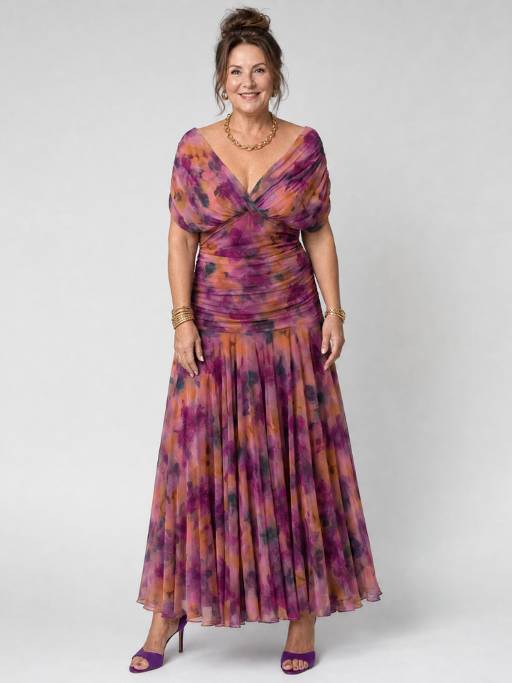 Calen Off Shoulder Flow Midi Dress