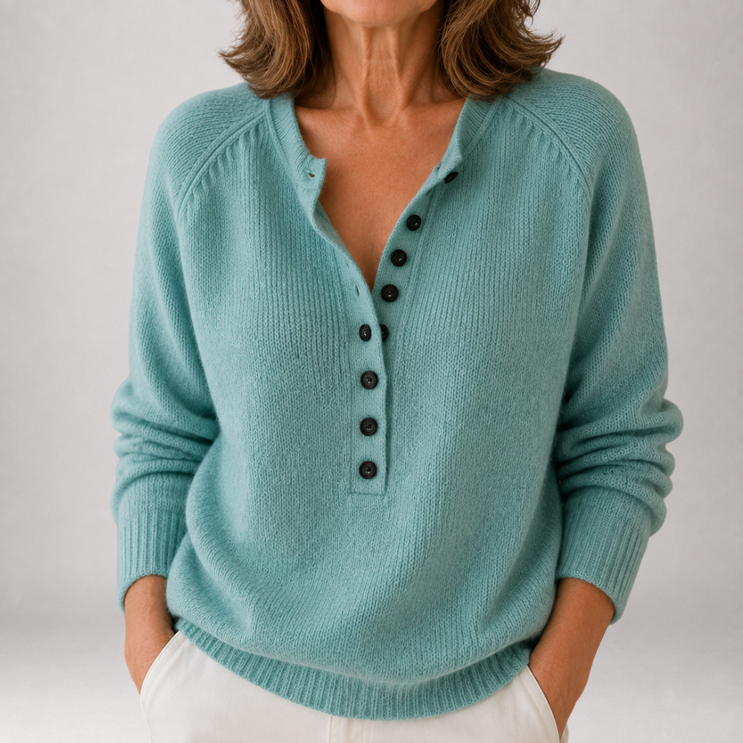 Bronte | Button Placket Henley Sweater