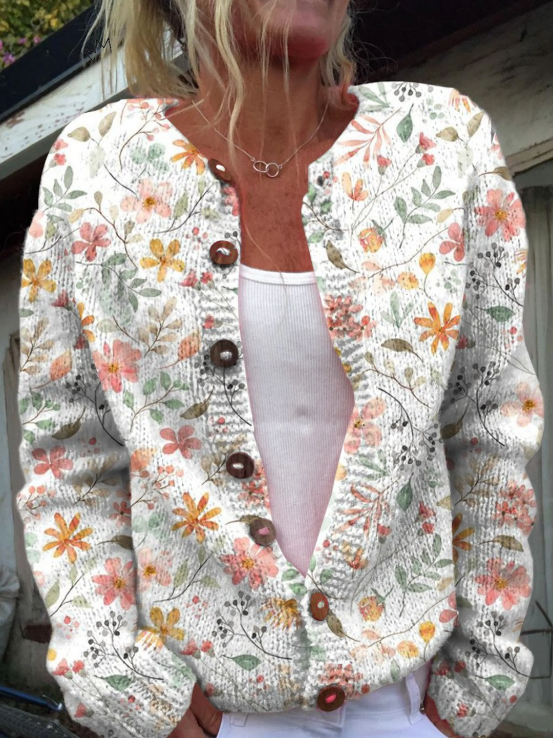 Greta | Vintage Floral Print Cardigan Sweater