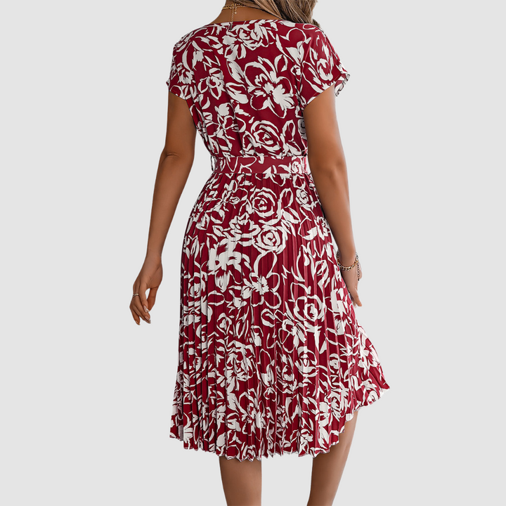 Rosie Elegant Floral Pleated Dress