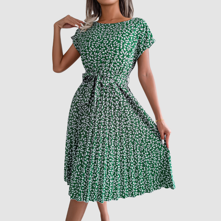 Lina Short Sleeve Floral A-Line Dress