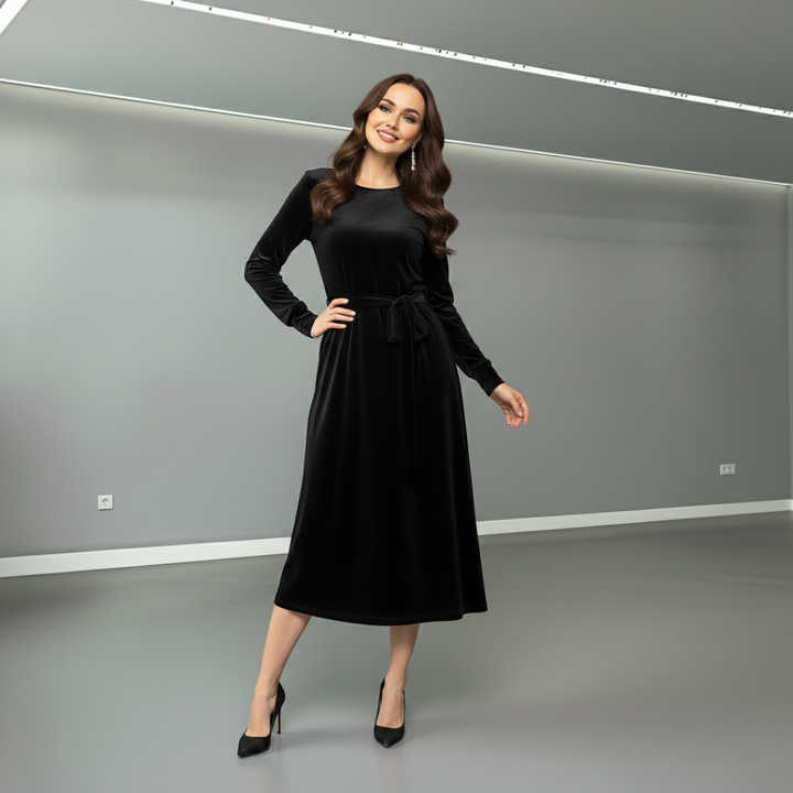 Natalia Elegant Suede Midi Dress