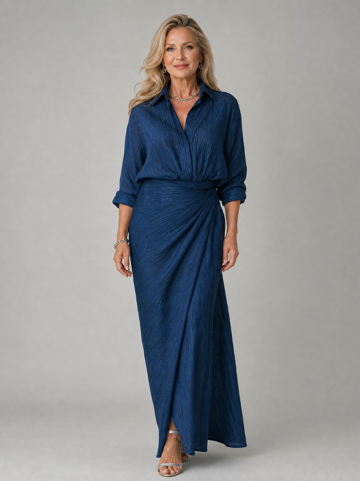 Mirque Long Sleeve Wrap Front Maxi Dress