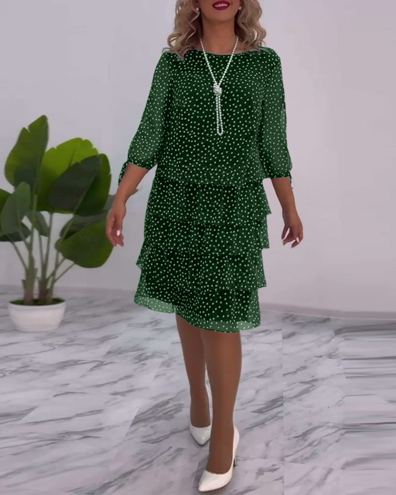 Claire Elegant Layered Polka Dot Dress