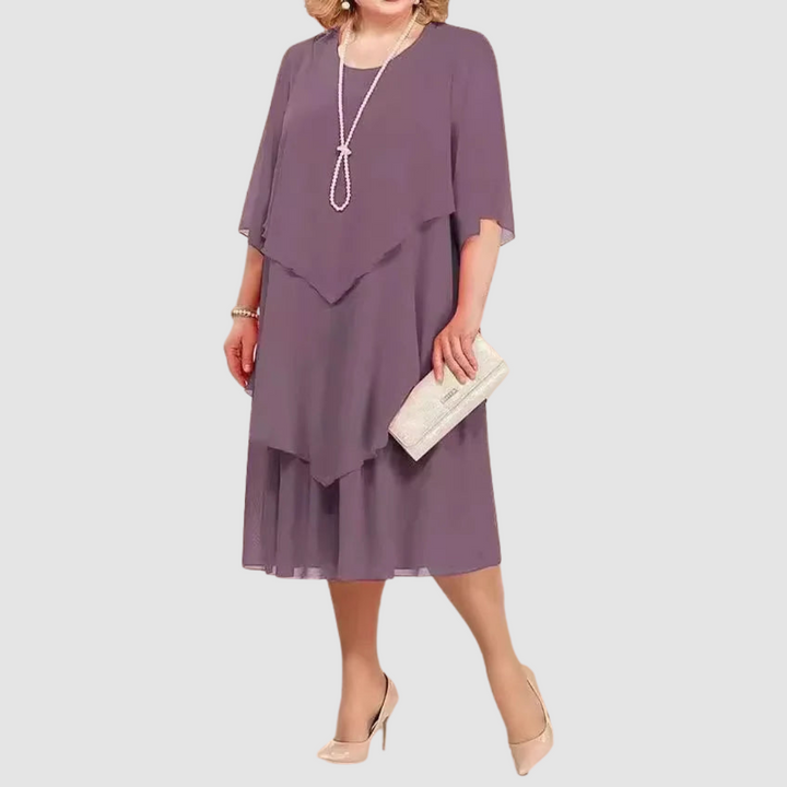 Elene Comfortable Elegant Chiffon Midi Dress