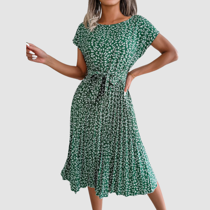 Lina Short Sleeve Floral A-Line Dress