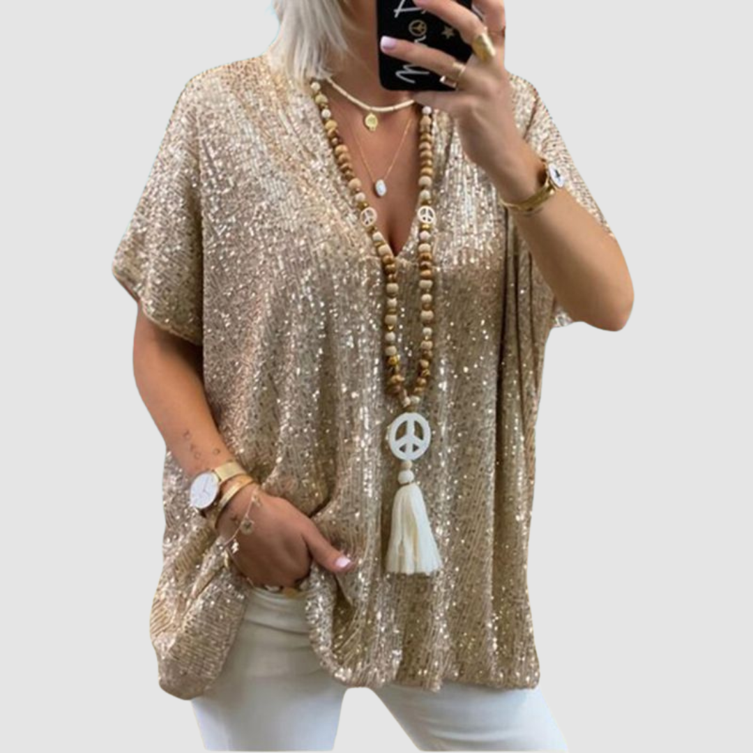 Fayne V-Neck Sequin Top