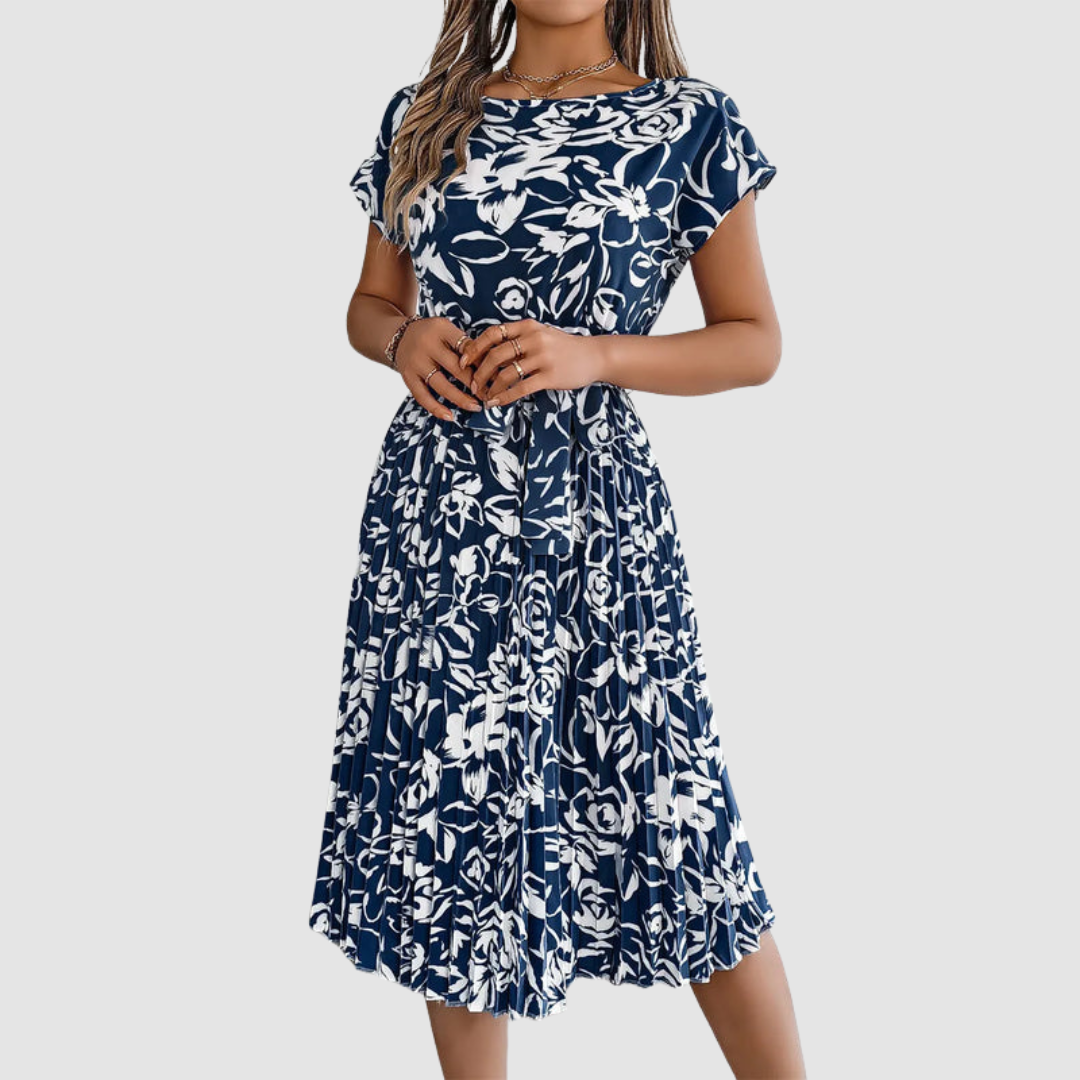 Rosie Elegant Floral Pleated Dress