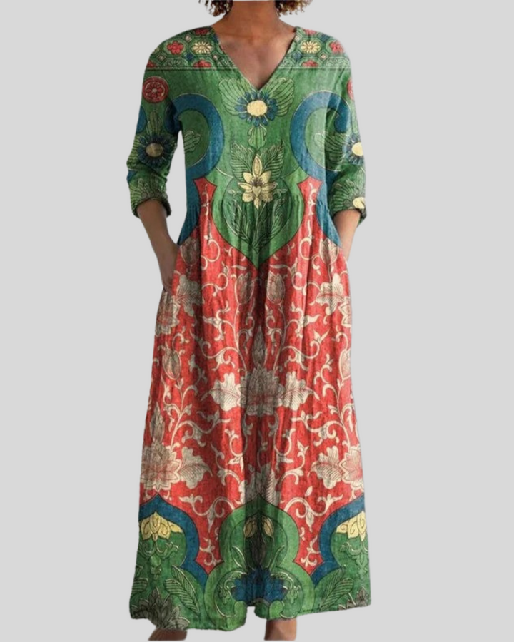 Bianca Vintage Floral Long Dress
