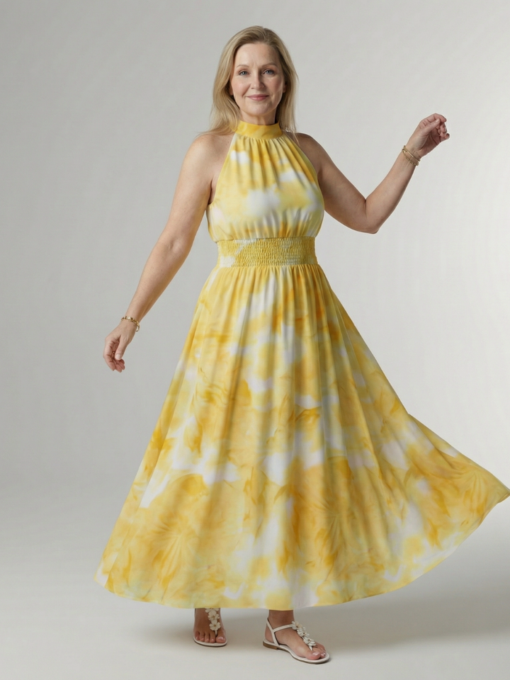 Sylin Gathered Halter Midi Dress