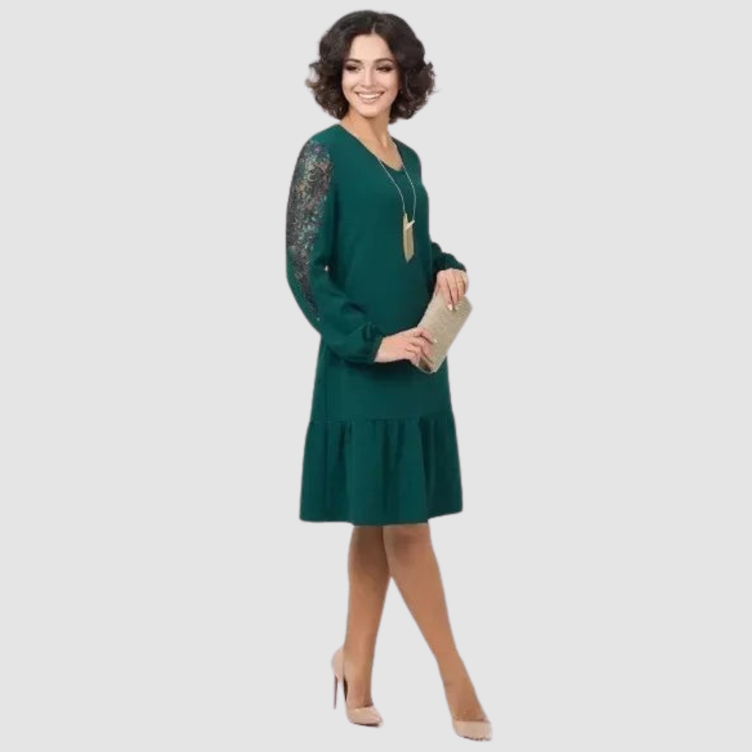 Mina Elegant Lace Sleeve Midi Dress