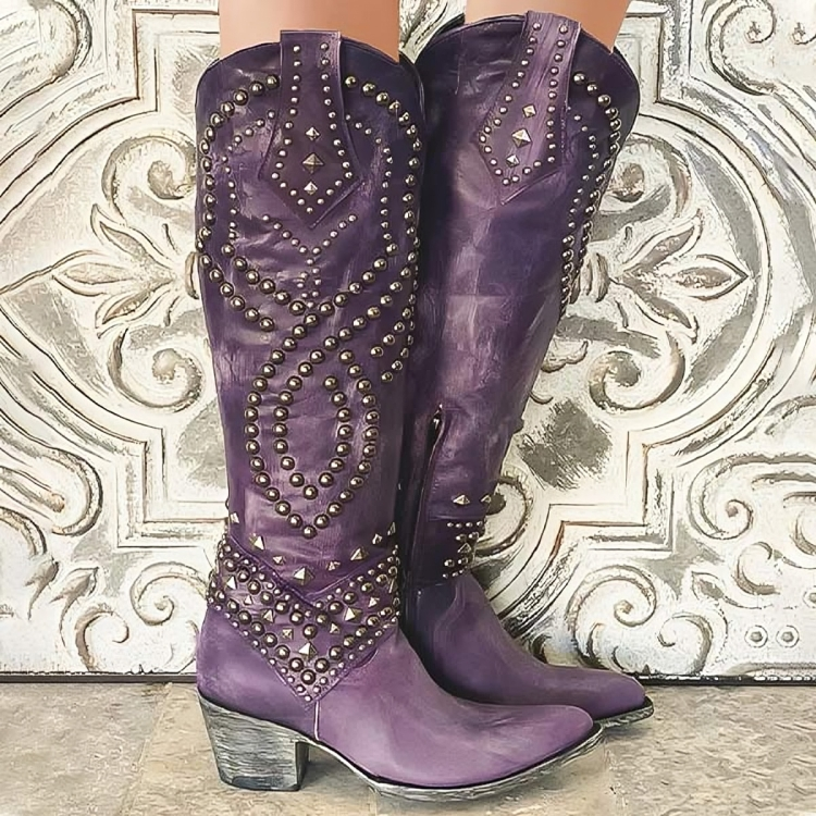 Rufa | Studded Western Knee-High Boots