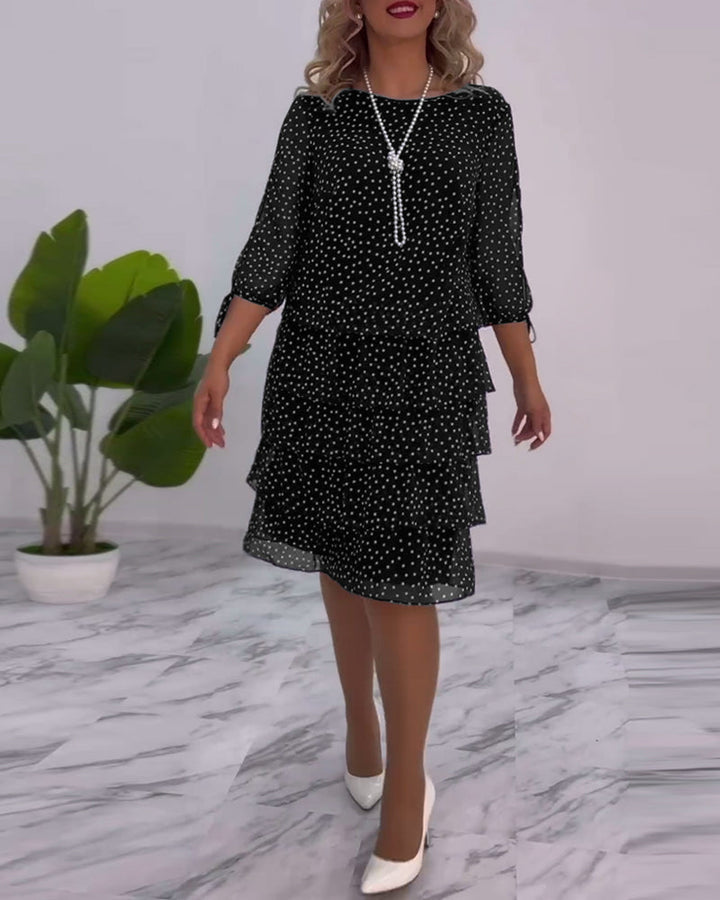 Claire Elegant Layered Polka Dot Dress