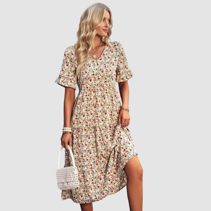 Thalia V-Neck Floral Dress