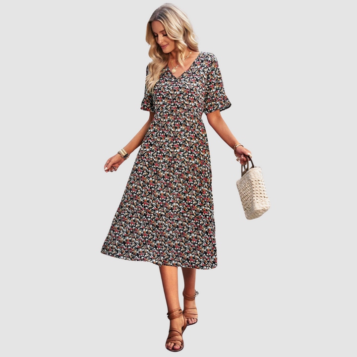 Thalia V-Neck Floral Dress