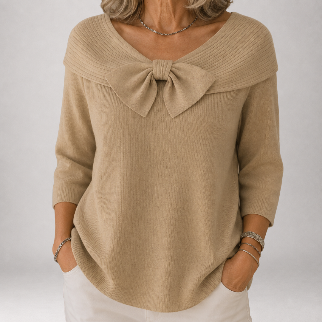 Greer | Bow Front Off-Shoulder Sweater