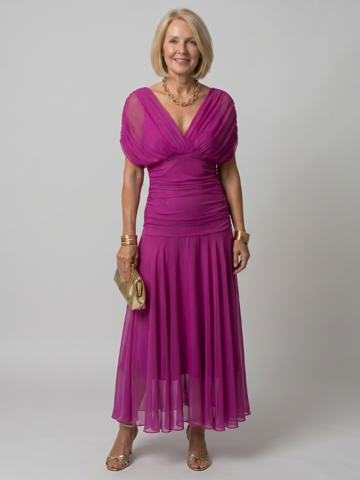 Calen Off Shoulder Flow Midi Dress