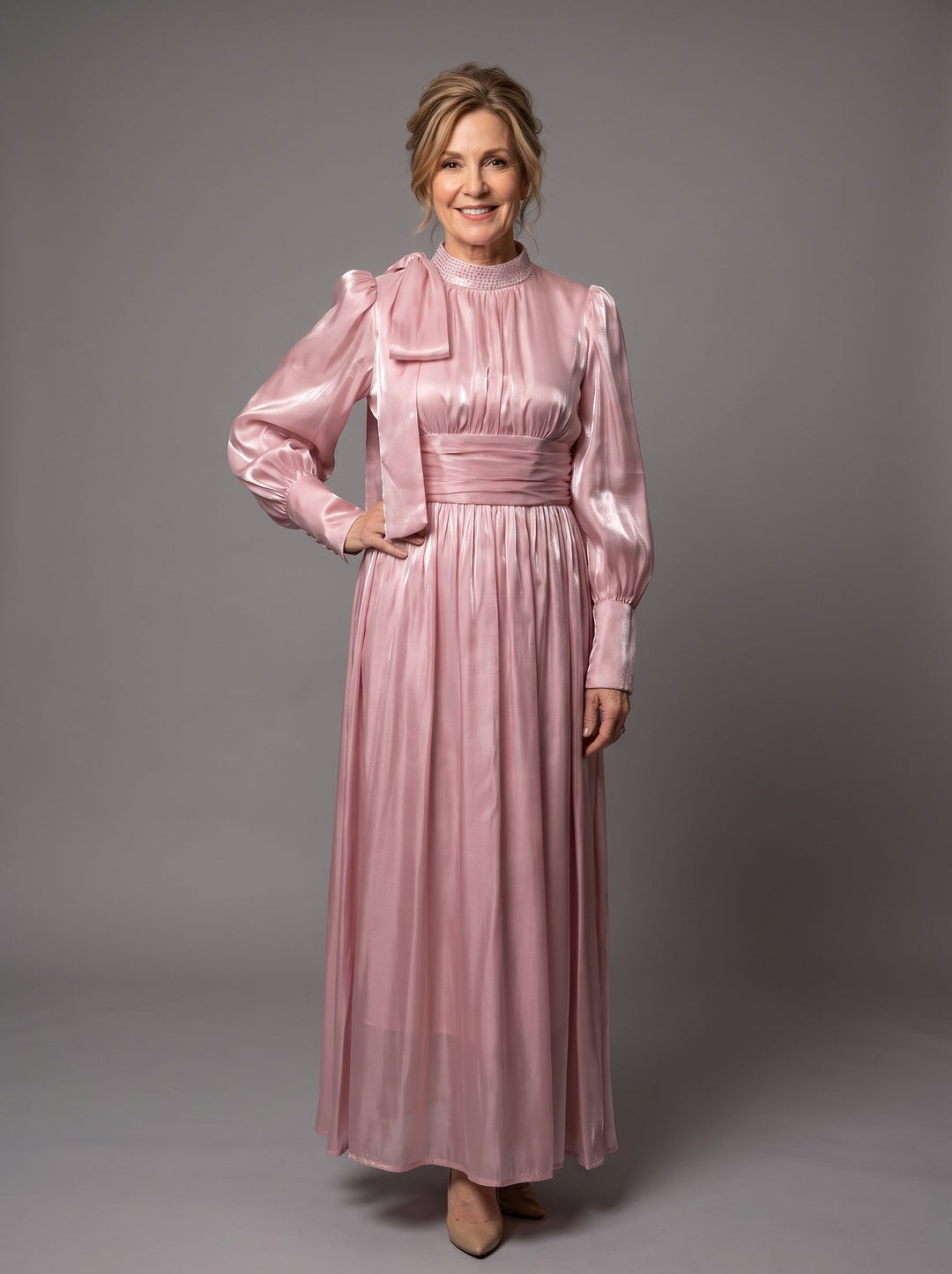 Adelaide Pleated Belted Maxi Dress
